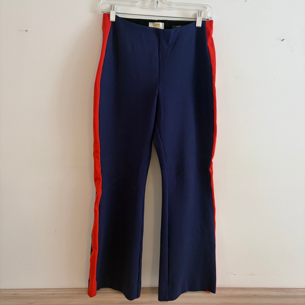 Maeve Anthropologie Margot Kick Flare Pants Navy Blue Red Side Stripe Small